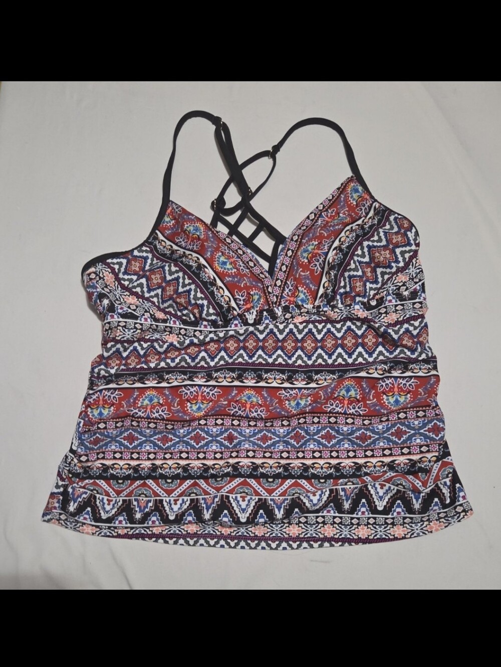Kona sol women's XL red floral design swim suit top #29